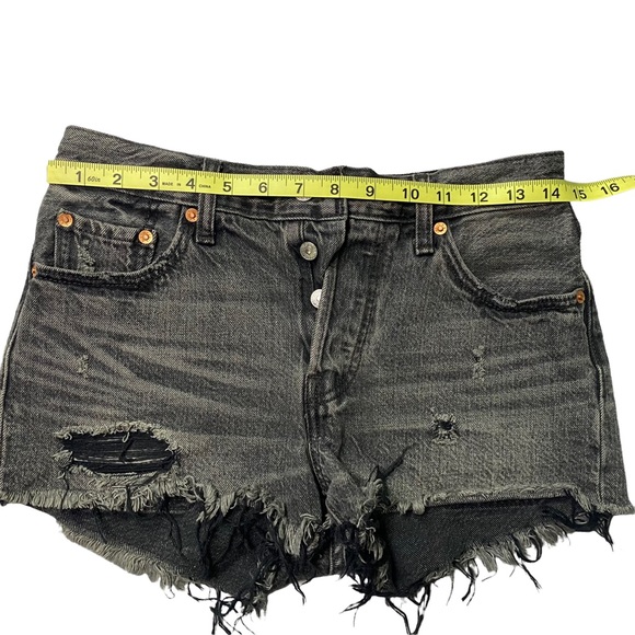 Levi Strauss Black Distressed Jean Shorts - Picture 9 of 12